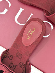 SLIDE SANDALS IN RED FABRIC EMBOSSED LOGO STYLE 4