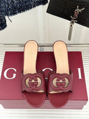 MID-HEEL MULE IN RED CALFSKIN