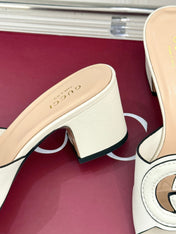 MID-HEEL MULE IN CREAM WHITE CALFSKIN