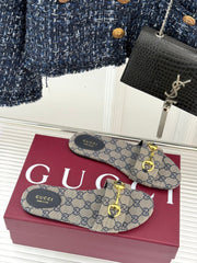 SLIDE SANDALS IN WARM BEIGE FABRIC EMBOSSED LOGO