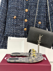 SLIDE SANDALS IN WARM BEIGE FABRIC EMBOSSED LOGO