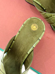 LP HIGH HEEL 25S IN MOSS GREEN LAMBSKIN SNAKE EMBOSSING