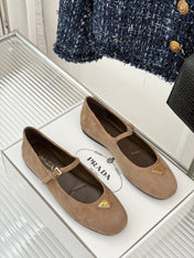 PRADA 25S SOFT PADDED BALLERINAS IN BROWN SUEDE