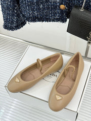 PRADA 25S SOFT PADDED BALLERINAS IN BEIGE NAPPA LEATHER