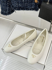 PRADA 25S SOFT PADDED BALLERINAS IN IVORY NAPPA LEATHER