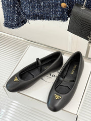 PRADA 25S SOFT PADDED BALLERINAS IN BLACK NAPPA LEATHER