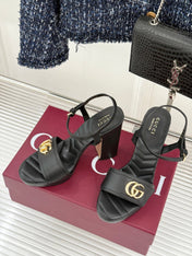 GUCCI 26S HIGH-HEELED SANDALS 120 MM IN BLACK CALFSKIN