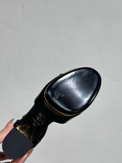 BLOCK HEEL SANDALS BLACK SHEEPSKIN