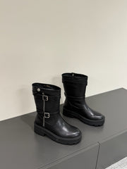 MAJOR ANKLE BOOT BLACK CALFSKIN WITH SHEARLING WOOL LINING