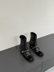 BELLE-D HEELED ANKLE BOOT BLACK PATENT CALFSKIN