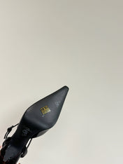 AIMÉE SLINGBACK PUMPS IN BLACK GLOSSY LAMBSKIN