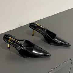LEE SLINGBACK PUMPS 75 MM IN BLACK PATENT CALFSKIN