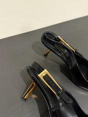 LEE SLINGBACK PUMPS 75 MM IN BLACK PATENT CALFSKIN
