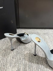 YSL HIGH HEEL 25S 100 MM IN LIGHT SLATE BLUE LAMBSKIN