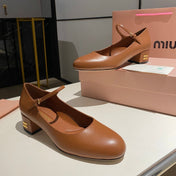 MARY JANE SHOES CLASSIC CARAMEL COLOR SHEEPSKIN