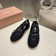 MARY JANE FLAT IN BLACK MESH