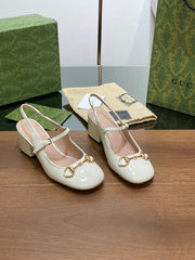 GG HORSEBIT PUMP WHITE LAMBSKIN