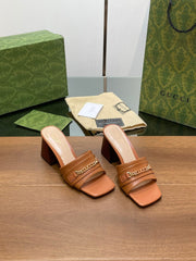 GG SIGNORIA SLIDE SANDAL CARAMEL DENIM