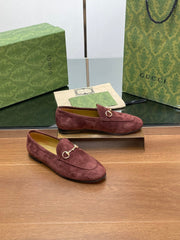 HORSEBIT LOAFER IN UMBER BROWN SUEDE WITH GOLD HARDWARE