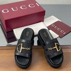 HIGH 5.5 CM WEDGE SANDALS IN BLACK CALFSKIN AND FABRIC