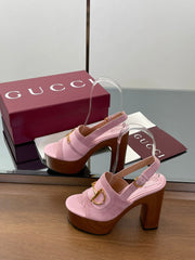 HIGH HEEL SANDALS 13 CM IN PINK CALFSKIN MIX SUEDUE GOLD HARDWARE