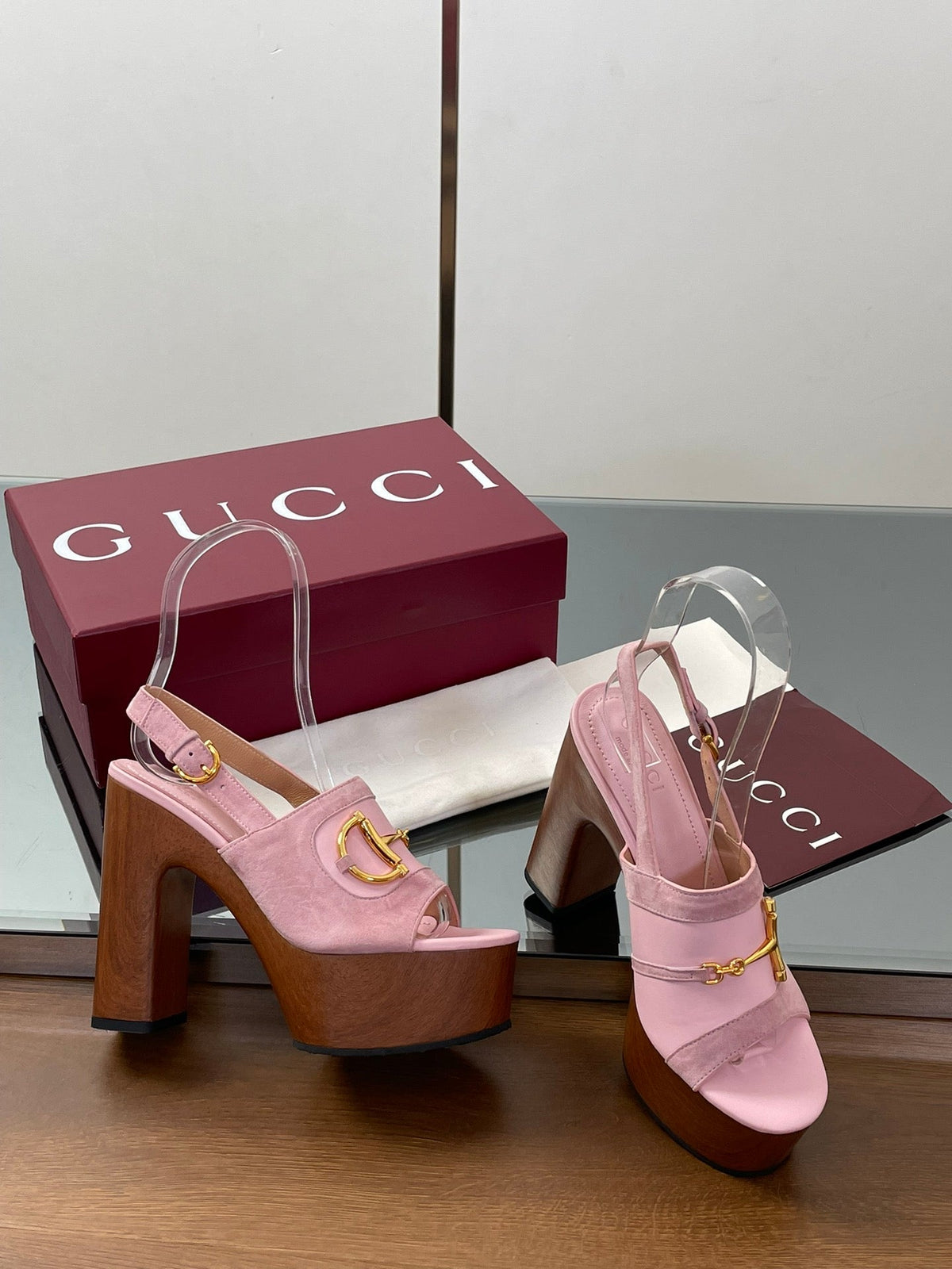 HIGH HEEL SANDALS 13 CM IN PINK CALFSKIN MIX SUEDUE GOLD HARDWARE