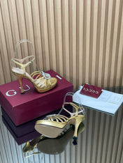 GUCCI 26S HIGH-HEELED SANDALS 125 MM IN GOLD CALFSKIN