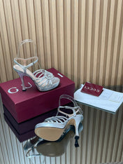 GUCCI 26S HIGH-HEELED SANDALS 125 MM IN SILVER CALFSKIN