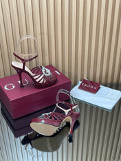 GUCCI 26S HIGH-HEELED SANDALS 125 MM IN DARK RED CALFSKIN
