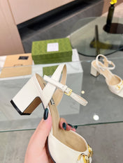 GG HIGH HEELS SANDALS 60 IN CREAM WHITE LAMBSKIN