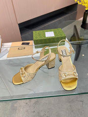GG HIGH HEELS SANDALS 60 IN SHINY GOLD LAMBSKIN