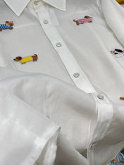 THOM INSPIRED SHIRT SET WITH DOG PRINT25S IN OXFORD COTTON 266228