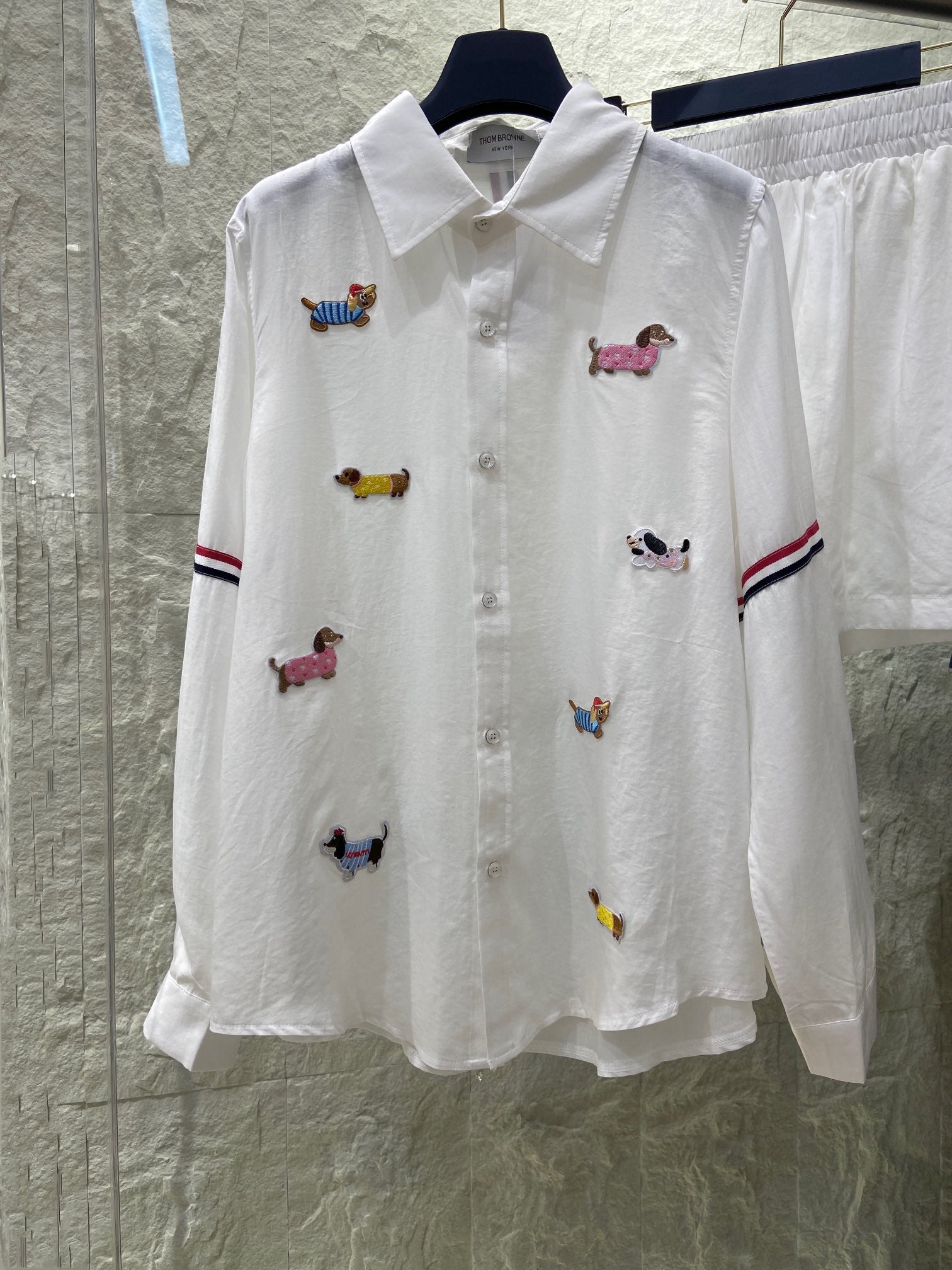 THOM INSPIRED SHIRT SET WITH DOG PRINT25S IN OXFORD COTTON 266228