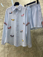 THOM INSPIRED SHIRT SET WITH DOG PRINT25S IN OXFORD COTTON 266233