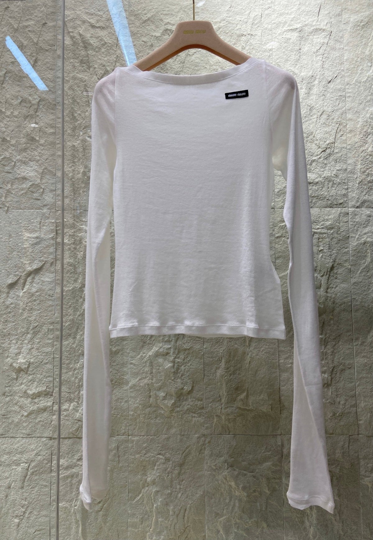 OFF SHOULDER LOGO T SHIRT 25S IN KATUN 266105