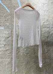 OFF SHOULDER LOGO T SHIRT 25S IN KATUN 266105