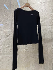 OFF SHOULDER LOGO T SHIRT 25S IN KATUN 266111