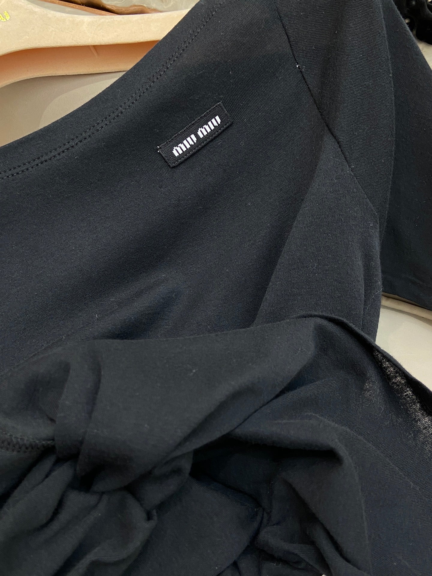 OFF SHOULDER LOGO T SHIRT 25S IN KATUN 266111