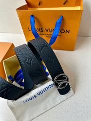 LV 25S BELT 40 MM IN BLACK CALFSKIN WITH SILVER HARDWARE 593263