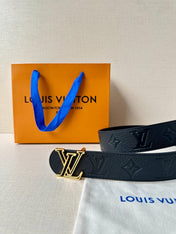 LV 25S BELT 40 MM IN BLACK CALFSKIN WITH GOLD HARDWARE 593266