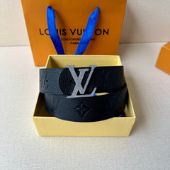 LV 25S BELT 40 MM IN BLACK CALFSKIN WITH SILVER HARDWARE 593267
