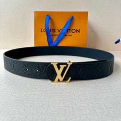 LV 25S BELT 40 MM IN BLACK CALFSKIN WITH GOLD HARDWARE 593267