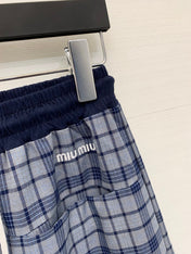 MIUMIU 26S PLAID DRAWSTRING PANTS 942