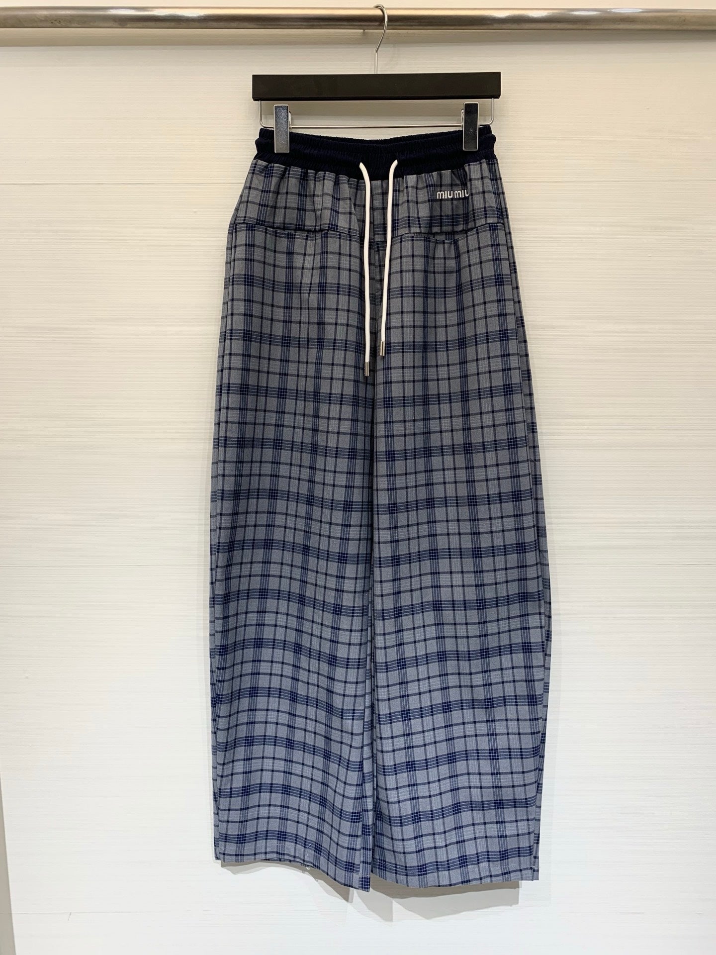 MIUMIU 26S PLAID DRAWSTRING PANTS 942