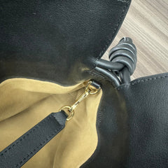 LOEWE 25S LARGE FLAMENCO CLUTCH BAG 30 IN BLACK CALFSKIN