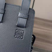 LOEWE 25S HAMMOCK BAG 20 IN CHARCOAL BLUE CALFSKIN SILVER HARDWARE