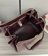 LOEWE 25S MADRID BAG 28 IN DARK WINE CALFSKIN GOLD HARDWARE