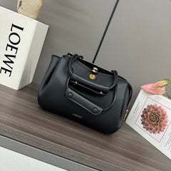 LOEWE 25S MEDIUM MADRID BAG 23 IN BLACK CALFSKIN GOLD HARDWARE