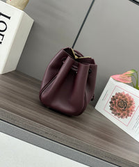 LOEWE 25S MEDIUM MADRID BAG 23 IN DARK WINE CALFSKIN GOLD HARDWARE