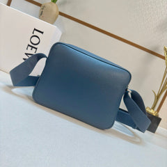 LOEWE 25S PEBBLE BAG 23 IN STEEL BLUE CALFSKIN SILVER HARDWARE
